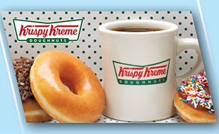 Kripsy Kreme's cup of coffee with donuts