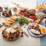 Variety of food displayed square banner